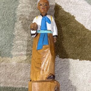 Hand-Carved Korean? Woman Figurine – Vintage Folk Art, Primitive Decor